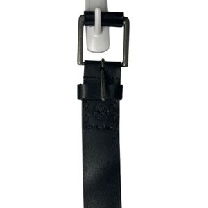 Timberland Black Leather Belt with Sleek Metallic Buckle
